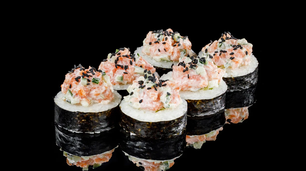 Страва Вулкан рол з копченим лососем меню EatSushi в Броварах Вулкан рол з копченим лососем меню EatSushi в Броварах