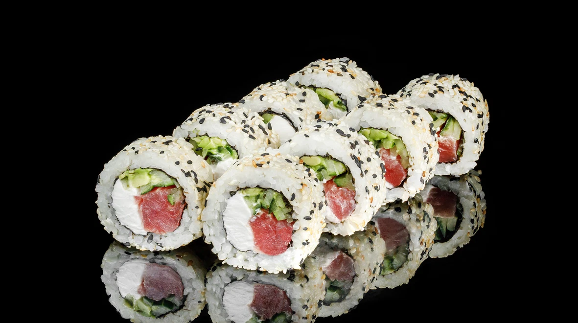 Страва Філадельфія з тунцем в кунжуті меню EatSushi в Хмельницькому Філадельфія з тунцем в кунжуті меню EatSushi в Хмельницькому