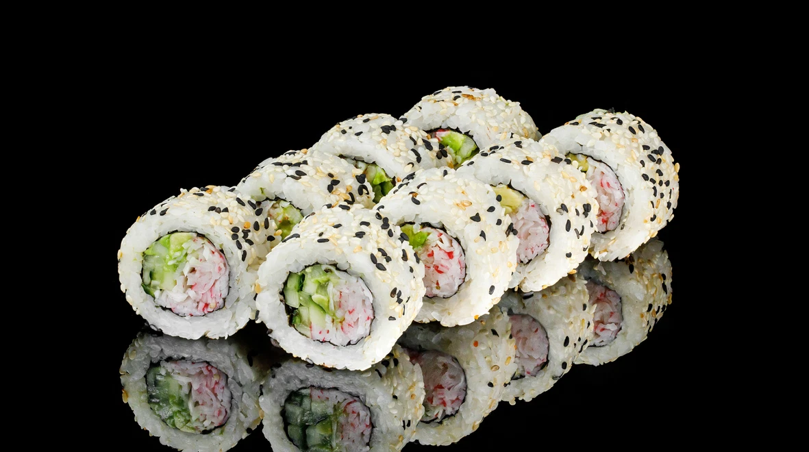 Страва Каліфорнія з крабовим міксом в кунжуті меню EatSushi в Ірпіні Каліфорнія з крабовим міксом в кунжуті меню EatSushi в Ірпіні
