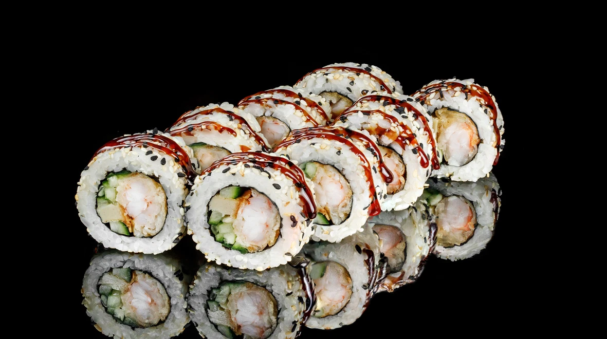 Страва Каліфорнія з креветкою в кунжуті меню EatSushi в Кропивницькому Каліфорнія з креветкою в кунжуті меню EatSushi в Кропивницькому