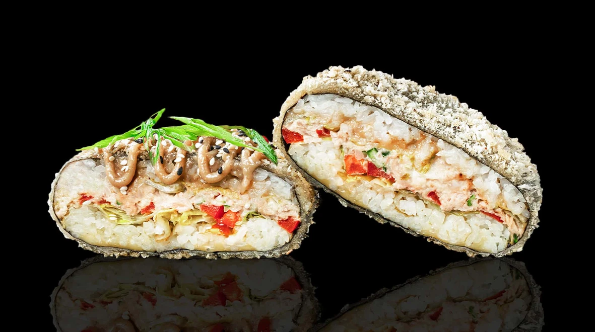 Страва Суші бургер Делюкс меню EatSushi в Дніпрі Суші бургер Делюкс меню EatSushi в Дніпрі