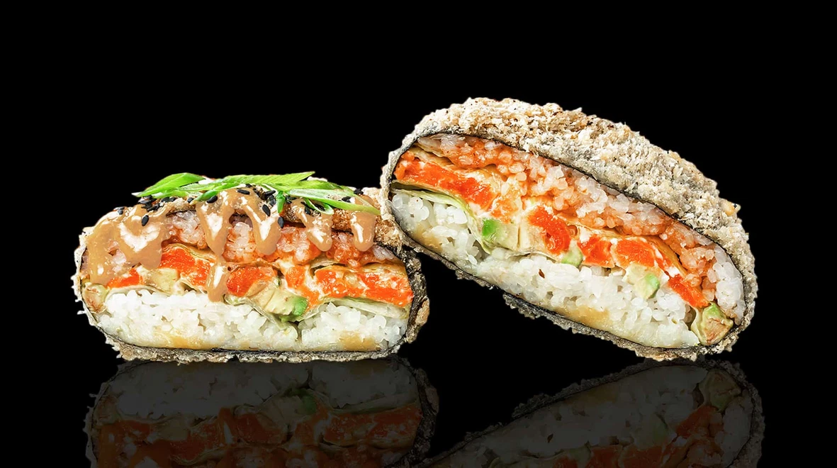 Страва Суші бургер з лососем меню EatSushi в Черкасах Суші бургер з лососем меню EatSushi в Черкасах